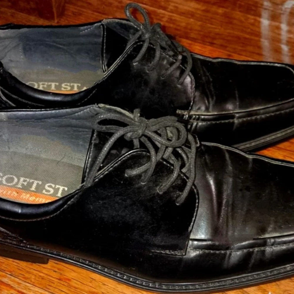 SOFT STAGS MEMORY FOAM Black Oxford Casual Dress Formal Shoes Mens 10 M Leather